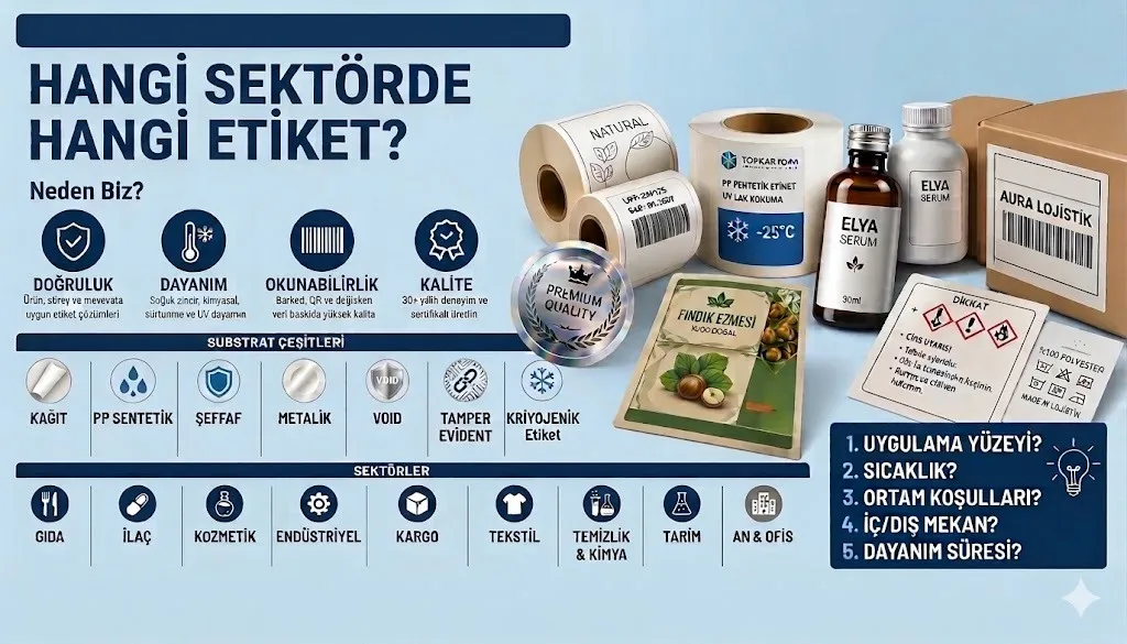 Etiket Çeşitleri ve Sektörel Kullanım Alanları: Hangi Sektörde Hangi Etiket Tercih Edilir?
