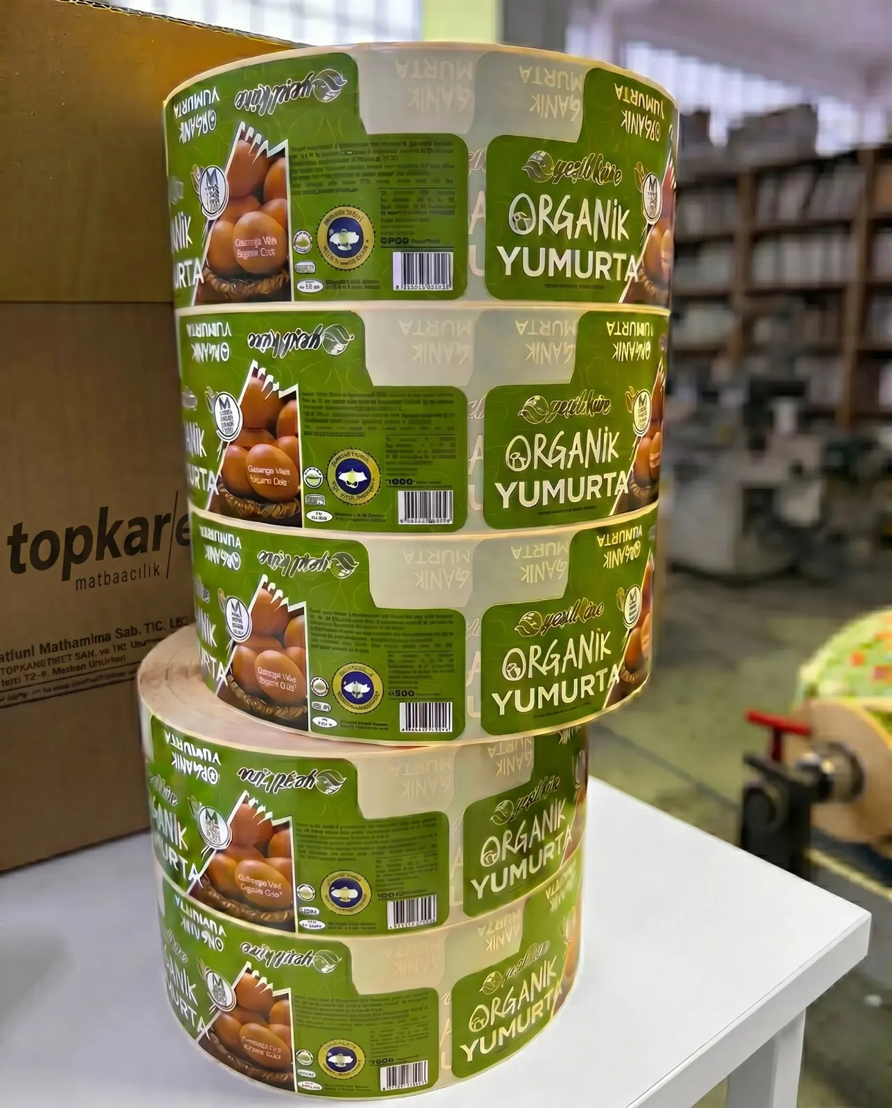 Gıda ürün etiketi — organik yumurta rulo etiketleri, Topkar Form Samsun